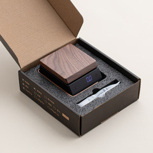 Báscula digital mini de madera maciza de 200g y 0.1g con cuchara para pesar té y granos de café - Product Image 1