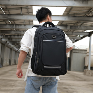 Laptop <b>Backpack</b> <b>Large</b> Capacity Unisex Black Solid Color With Laptop Compartment For Travel And Daily Use - Product Image 4