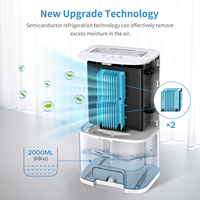 Déshumidificateur 2023 Vente chaude Petit déshumidificateur 2L pour la maison Chambre à coucher Noir Télécommande Déshumidificateur de salle de bain avec pompe