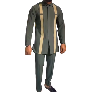 2024 all'ingrosso uomo nuovo stile di moda camicia a maniche lunghe + pantaloni lunghi Set colletto rovesciato Casual 2 pezzi - Product Image 6