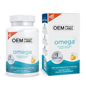 Saveur de citron 1280 mg <span class=keywords><strong>Omega-3</strong></span> Supplément d'huile de poisson haute puissance EPA DHA Favorise la santé cardiaque du cerveau Améliorer l'immunité 90 <span class=keywords><strong>Gel</strong></span> souple - Product Image 1