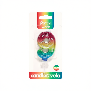 Candele Decorative per Feste Numero 9 Multicolore 6Cm per Torte di Compleanno - Product Image 3