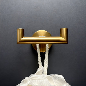 Barra doble para toallas Kim Hyun, montada en la pared, color dorado, gancho para baño, para toallas y abrigos - Product Image 1