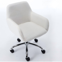 Chaise de bureau pivotante en fausse fourrure, confortable et moelleuse, moderne, pour chambre, salle à manger, loisirs, avec roulettes et hauteur réglable