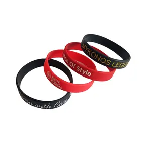 2024 Hot Sale Factory Price Silicone Wristband Customized Print Logo Silicone Bracelet Soft Rubber Band Print 1 Colour Logo