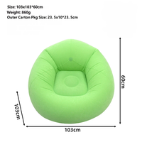 Fauteuil gonflable en forme de pouf avec surface floquée douce, pliable, portable, design moderne pour l'extérieur, le camping, le salon, la chambre à coucher