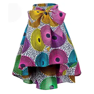 Rok Midi Wanita Desain Baru Mode Laris Rok Kain Cetak Lilin Afrika Ankara untuk Wanita