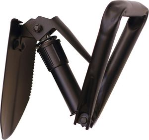 Pelle de survie pliable multifonction en acier au carbone robuste noire avec poignée en D pour le camping, la randonnée et les voyages en extérieur - Product Image 3