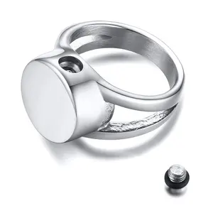 Nama Kustom Pria Memakai Cincin Kremasi Pita Bulat Abu Perak Kenang-kenangan - Product Image 1