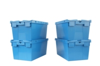 Bac de manutention extra large avec couvercle inclinable à clipser, caisse de stockage logistique robuste empilable, conception de panier en plastique