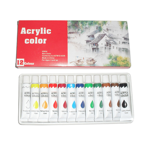 Juego de 12 Pinturas Acrílicas de Calidad Perfecta, Pinturas de Acuarela, Pinturas de Colores, Pinturas <span class=keywords><strong>al</strong></span> <span class=keywords><strong>Agua</strong></span> para Niños - Product Image 1