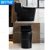 Couvre-toilette en PP blanc et noir, siège de toilette en céramique monobloc, toilette à poser au sol, WC en céramique