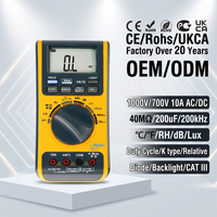 Multimètre numérique automatique 5-en-1 VA19 CAT III 600V avec interface USB, fonctions Lux, son, fréquence, température, humidité et certification CE