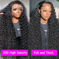 Perruques Lace Front Deep Wave de 30 pouces en cheveux humains, densité 200, avec dentelle frontale HD 13x4, pré-épilées, bouclées profondes, sans colle