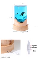 Nouvelle Lampe de Table Créative en Résine pour Décoration Intérieure, Base Ronde en Bois et Résine Époxy, Veilleuse LED pour Chambre et Bureau de Lecture