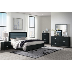 Carlos Black Nightstand 2 <b>Drawer</b> <b>Storage</b> Cabinet Bedroom Furniture - Product Image 4