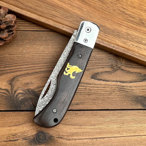 Damaskus Stahl Tragbares scharfes Obst messer für Camping im Freien verkauft sich gut über Grenzen Hoch härte Klappmesser - Product Image 5