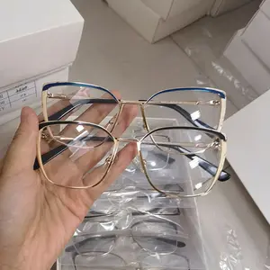 Низкая цена, Индивидуальные Гибкие женские металлические оптические очки кошачий глаз с пружинным шарниром