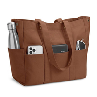 Grand sac fourre-tout en toile pour femmes, plage, avec fermeture éclair, 3 poches avant, week-end, piscine, voyage, résistant