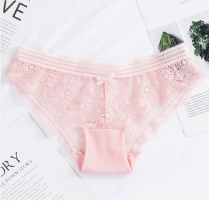 Ventes en gros de sous-vêtements féminins sexy sans couture, transparents, en dentelle florale <span class=keywords><strong>rose</strong></span> et blanche - Product Image 4