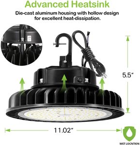 Projecteur Industriel 150W SMD3030 5000K Aluminium IP20 Garantie 3 Ans Durée de Vie 36000H Ra90 85-265V pour Plafonnier d'Entrepôt - Product Image 4