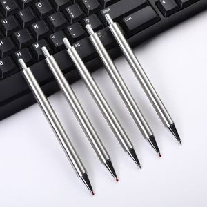 No Clip Minimalist All Stainless Steel Click Gel <b>Pen</b>, Seamless Brushed Metal <b>Retractable</b> Signature <b>Pen</b> Custom Laser Logo - Product Image 2