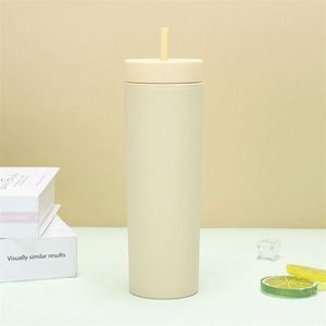 Gobelet en plastique acrylique mat à double paroi de 16oz avec paille et couvercle 2024 bouteilles d'eau écologiques - Product Image 6