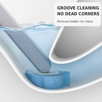 Support en plastique gris avec tête d'éponge remplaçable pour brosse de nettoyage de toilettes jetable portable en plastique pour salle de bain