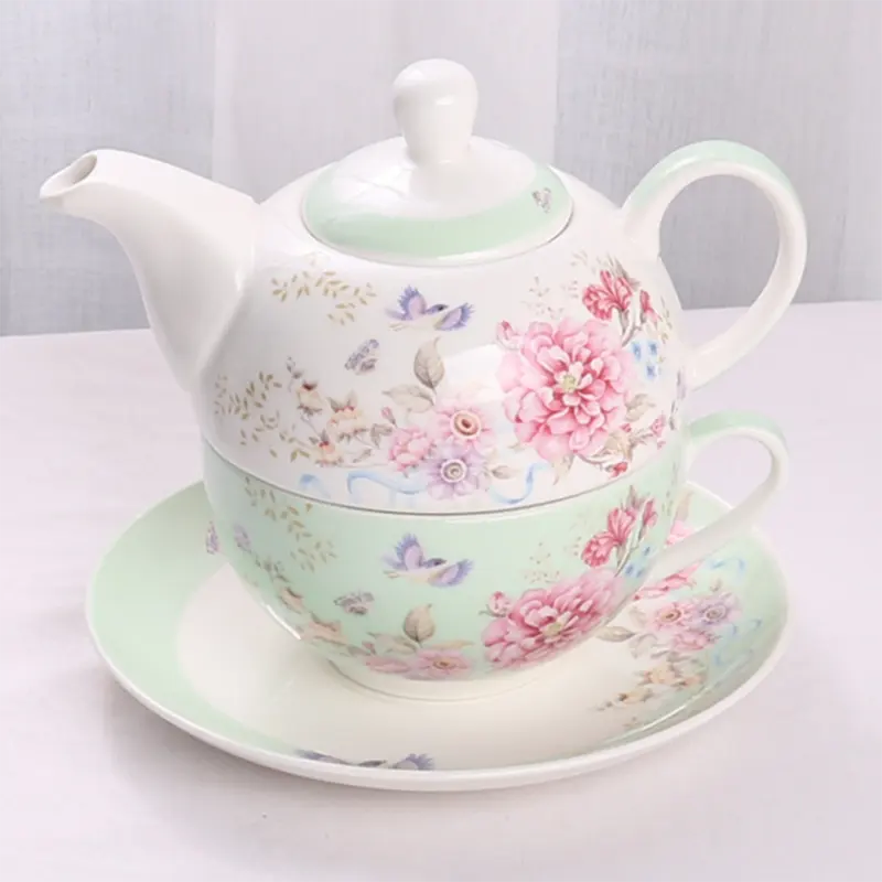 Оригинальный изготовленный на заказ керамический чайник с цветочным принтом, набор для одного