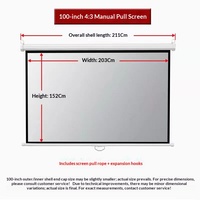 Écran de projection manuel rétractable 100 pouces 4:3 avec structure autobloquante pour l'affichage de contenu pédagogique en classe