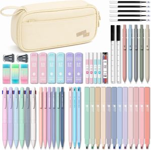 Estuche de Lápices Four Candies con 56 Artículos Escolares, Juego de Papelería Rosa, 6 Bolígrafos Multicolor, 12 Resaltadores Pastel, 5 Bolígrafos de Gel - Product Image 3