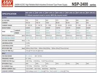 Fuente de Alimentación AC/DC MEAN WELL NSP-2400 de 2400W con PFC, Protocolo CANBus MODbus, Voltaje y Corriente Programables de 12V-60V, Garantía de 5 Años