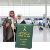 Porte-passeport en cuir PU pour l'Arabie Saoudite – Étui de voyage élégant pour passeport saoudien, idéal pour les promotions commerciales