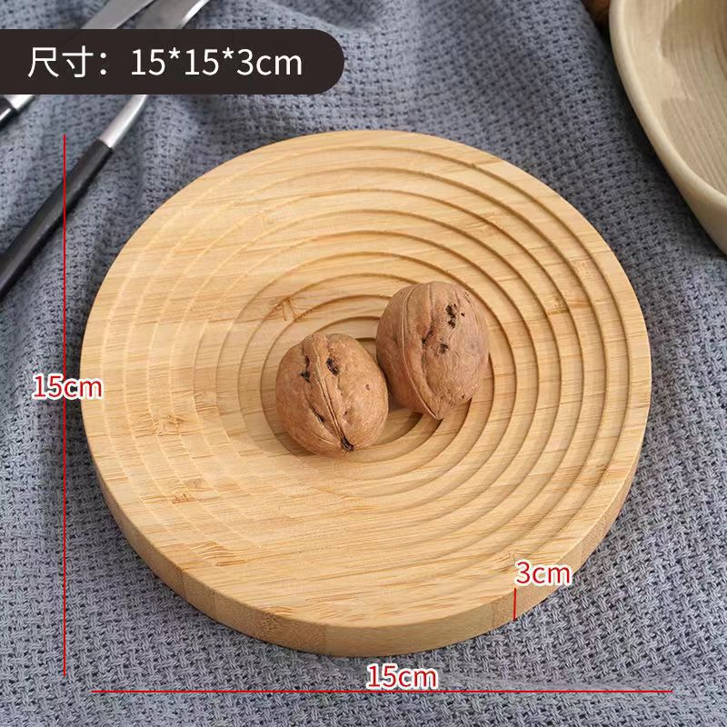 Bamboo and wood round tray