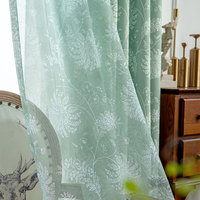 Rideaux semi-occultants imprimés à motifs floraux damassés, blanc et vert sauge, pour salon, vente en gros américaine au mètre