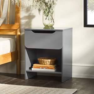 DB Modern Luxury 1-Drawer <b>Nightstand</b> with Cubby European Style Solid Wood Night Stand for Bedroom Dark Grey Panel - Product Image 2