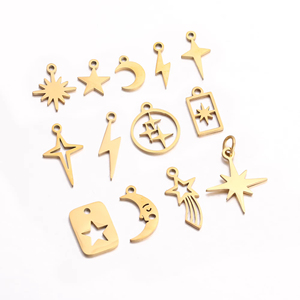 Dijes de acero inoxidable pulido espejo estrella Luna relámpago Starlight hexagrama colgantes hacer joyería collar pendientes suministros - Product Image 6