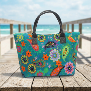 Vintage Bohemian Velvet Lightweight Tote <b>Bag</b> with Two Handles Handmade Floral Print Hippie Hobo <b>Bag</b> for Women - Product Image 2