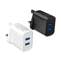 Chargeur mural double USB standard britannique Cantell 10W, emballage de vente au détail, adaptateur d'alimentation multi-ports USB à charge rapide pour appareil photo mobile