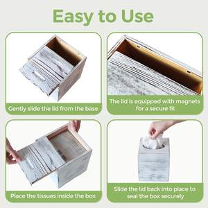 Logo personnalisé Bless You Home Decor Porte-serviettes carré rustique Porte-serviettes en <span class=keywords><strong>bois</strong></span> Boîte à mouchoirs en <span class=keywords><strong>bois</strong></span> Porte-couvercle - Product Image 3