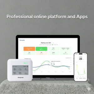 Moniteur <span class=keywords><strong>de</strong></span> qualité <span class=keywords><strong>de</strong></span> l'air intérieur compact, facile à utiliser avec un seul bouton, détection PM2.5/CO2, compatible Wi-Fi, écran LCD - Product Image 2