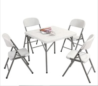 Ensemble de tables et chaises pliantes en plastique blanc pour l'extérieur, idéal pour le jardin, l'hôtel et la cuisine