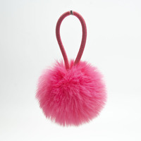 Pompon en fausse fourrure solide de 4 cm avec boucle élastique, tirette de fermeture éclair, accessoire pour cheveux, décoration de vêtement, cadeau de fête
