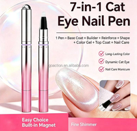 Stylo portable 7-en-1 magnétique pour vernis à ongles effet œil de chat, gel UV LED monodose, gel de nail art à retirer par trempage pour usage domestique et professionnel