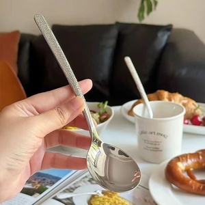 Cấp thực phẩm ăn muỗng thép không gỉ uống muỗng Bộ đồ ăn hộ gia đình dài Xử lý vòng súp thìa - Product Image 2