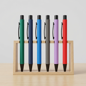 Stylo à bille de qualité supérieure en caoutchouc mat, peinture métallique, séchage rapide, gravé au laser, logo personnalisé, réunions de bureau, promotionnel - Product Image 2