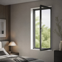 Fenêtre à battant en aluminium à double vitrage, conception à rupture de pont thermique PA66GF, verre isolant Low-E, sur mesure pour hôtel et appartement