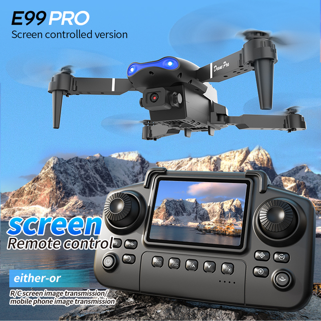 High Quality Foldable Mini Drone E99 Pro 4K Dual HD Camera Portable RC Drone Accessory Set With Screen E58 E88 FPV Image
