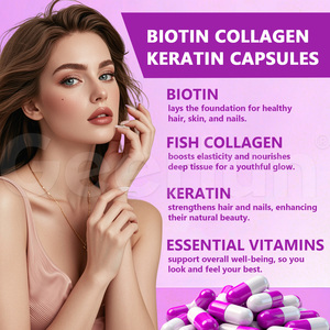 Cápsulas de Biotina y Colágeno Vegano para el Crecimiento del Cabello, Suplementos de Belleza para la Piel, Marca Privada OEM - Product Image 2