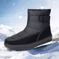 Bottes d'hiver pour femmes en cuir synthétique mi-mollet, doublure chaude et épaisse, style décontracté, couleur noire
